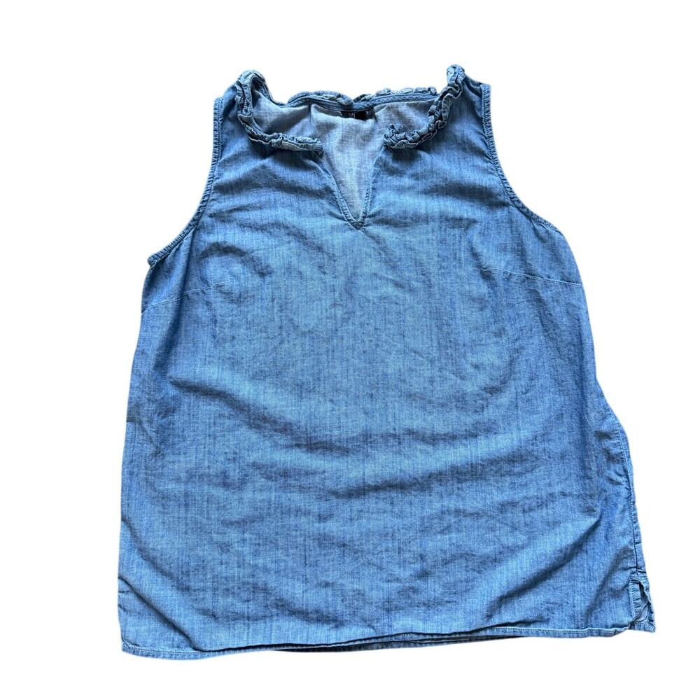 Talbots Women's Denim Tank Top Blouse, Size Medium, Summer Staple, V Neck